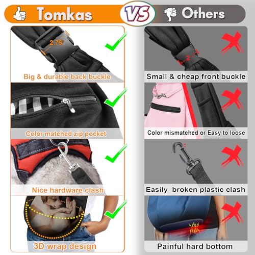 Tomkas Dog Sling Carrier for Small Dogs Puppy Carrier for Small Dogs (Black, for Pets Weight 2-7 lbs) - color: Black