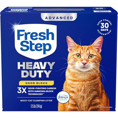 Fresh Step Advanced Heavy Duty Multi Cat Clumping Cat Litter, 17.5 lb. | Heavy Duty, Odor Control, 3X Odor-Eliminating Carbon, Ammonia Block Technology, Compatible with Most Auto Litter Boxes - size: 17.5 lb (Pack of 1)