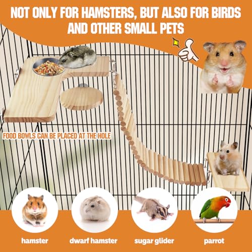 Hamster Suspension Bridge Toy，Small Animal Climbing Toys,Chinchilla Cage Natural Wood Flexible Platform Toy,Suitable for Hamsters, Chinchillas, Guinea Pigs, Birds, Small Animals - color: M-10P