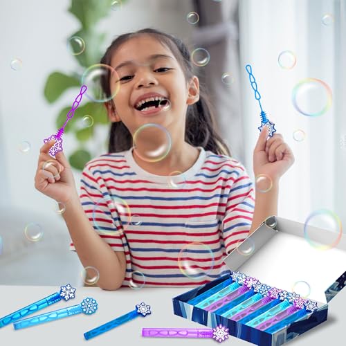 WHALEISLAND 20PCS Frozen Bubble Wands, Snowflake Party Favors for Kids | Frozen Birthday Party Supplies, Goodie Bag Stuffers, Classroom Prizes, Fun Gifts and Party Decorations for Kids - style: FROZEN