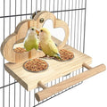 Tfwadmx Bird Parrot Wooden Feeding Cups, Small Bird Feeding Dish Cups Stainless Steel Birds Bowls Food Water Bowls with Food Holder for Cockatiel Parakeet Macaw Finches Lovebirds