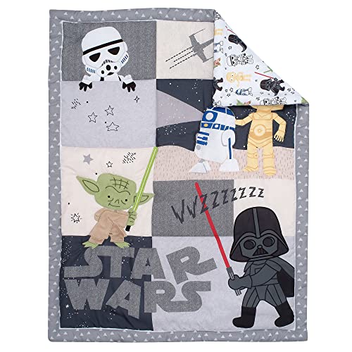 Lambs & Ivy Star Wars Classic 3-Piece Baby Crib Bedding Set - Yoda/Vader | Includes Quilt, Fitted Sheet & Crib Skirt, Features Yoda, Darth Vader, C-3PO, R2-D2 & Storm Trooper - color: Yoda/Darth Vader