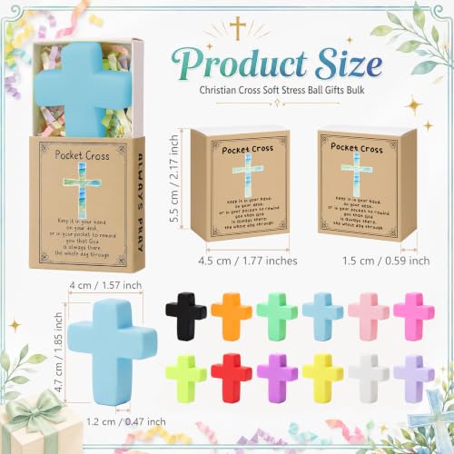 24 Sets Christian Gifts Pocket Cross Stress Balls with Pray Boxes | for Church Sunday School Christian Toys, Religious Party Favors, Christmas Easter Basket Stuffers - color: Multicolor, size: Religious Cross