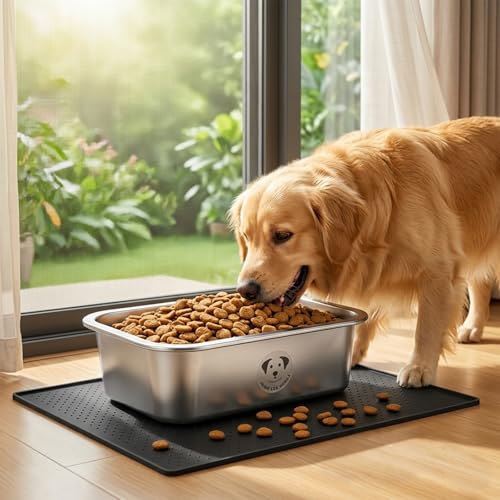 2 Pack Stainless Steel Dog Bowls for Large Dogs with Non-Slip Mat, High Capacity Metal Dog Food Bowls, Food and Water Bowl for Larges, X-Large, and Big Dogs 1.25 Gallons - size: 2Pack- 1.25 Gal with Mat