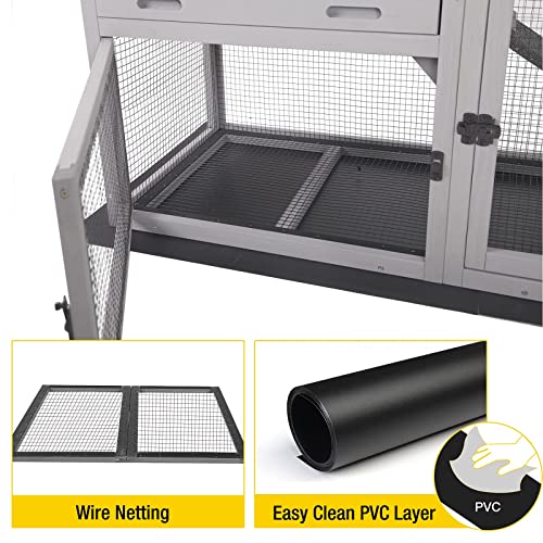 Aivituvin Rabbit Hutch Outdoor Chickecn Coop Indoor Bunny Cage with Pull Out Tray,Upgrade Version,Removable Bottom Wire Mesh 53.4" L x 23.6" W x 38.1" H - color: Deep Grey