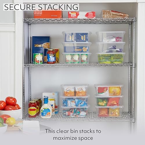 Rubbermaid Cleverstore Home/Office 6 Quart Clear Plastic Storage Tote Container Box Bin with Lid for Garage or Basement, (12 Pack) - size: 6 Qt - 12 Pack