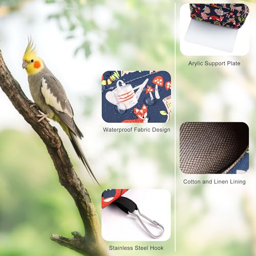 Bird Nest House Cage Hanging Hammock Shed Hut Hideaway Large Size | Snuggle Bird Cage Hanging Nest Tent Forest Animals Pattern Hideaway Bird Hut for Parakeet Cockatiel Conure Finches Love Birds - style: L