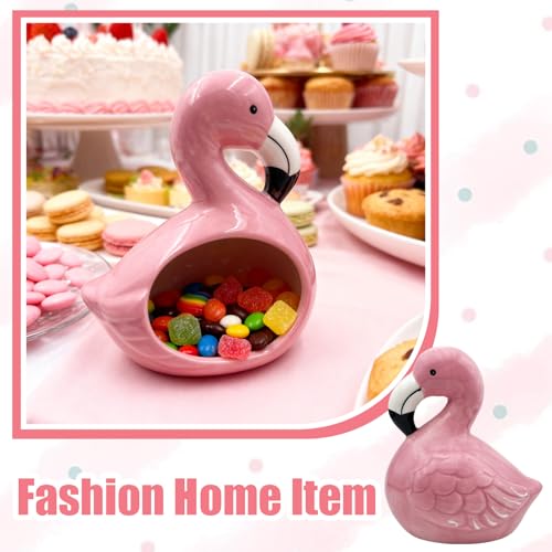 Flamingo Shaped Ceramic Bowl, Pink Tropical-Themed Storage Container, Versatile Organizer for Jewelry, Candy, Hair Ties, Keys