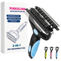 3-IN-1 Pet Grooming Tool - Undercoat Rake, Dematting Comb & Deshedding Brush for Cats, Dogs, Horses - Removes Mats, Tangles & Loose Fur, Reduces Shedding & Prevents Hair Mess (Blue) - color: Blue