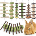 ERKOON Bunny Chew Toys, Rabbit Chew Toys for Teeth Grinding, Improve Dental Health, 100% Natural Apple Wood Timothy Grass Cake Treats for Rabbits Guinea Pigs Chinchillas Bunnies Hamsters (7 Pcs) - style: 7 Pcs