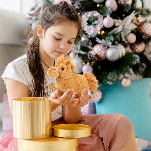 Easfan Walking Pony Toy Plush Interactive Pony with Sound Tail Wagging Stuffed Animal Christmas Birthday Gifts for Kids Toddlers - style: Horse_Brown