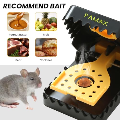 Mouse Traps Indoor for Home, 4-Pack Reusable Humane Snap Traps | Rat & Mice Traps for Outdoor, Voles, Chipmunks - Easy-Bait, Easy-Set Powerful Fast Kill Without Poison or Electricity