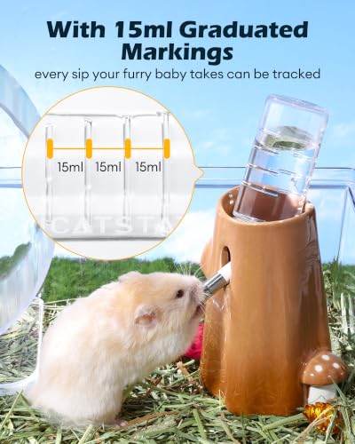 BUCATSTATE 100ml Hamster Water Bottle Small Pet Water Bottle | 3.4oz Leak-Proof Water Bottle with Stainless Steel Spout, Adjustable Bracket for Chinchilla Gerbil Mouse, fits Wire Cage - size: 3.38OZ