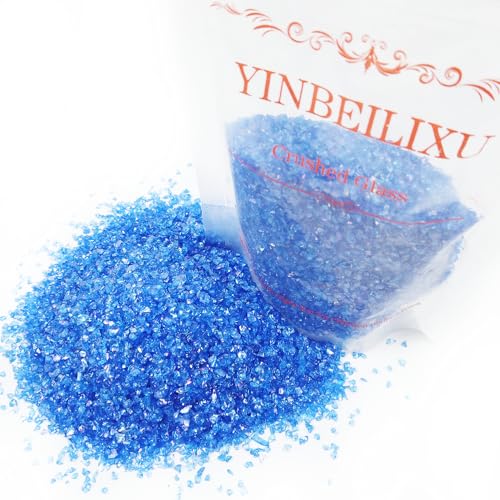 Crushed Glass Glitter, Broken Stones Shattered Glass Chips for Resin Art Crafts, Epoxy Resin Supplies, Geod Painting, DIY Art Projects, Jewelry Making, 2-4mm, 200g/7oz (Sapphire Blue) - color: Sapphire Blue
