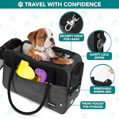 PetAmi Dog Purse Carrier for Small Dogs Cats, TSA Airline Approved Soft-Sided Pet Carrier with Pockets, Ventilated Travel Tote Bag with Bed & Shoulder Strap, Puppy Kitten, Max 12 lbs, Heather Charcoal - color: Heather Charcoal