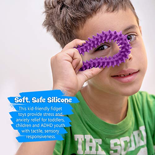 Hedgehog Rings Spiky Sensory Bracelet for Kids & Adults, 3 Pack - style: Fidget Rings Pink Purple Green