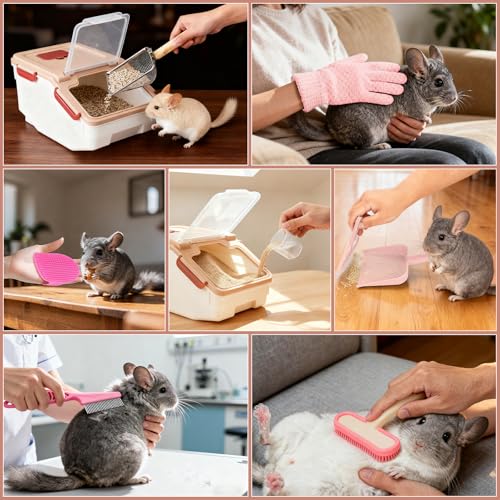 Chinchilla Dust Bath Container Kit, Extra Large Plastic Bath House | Chinchilla Dust Bath House, Sand Bath Use, Clear Lid for Viewing, XL Tub Helps Reduce Spills, Easy-Clean Plastic, Small Pets - color: Pink