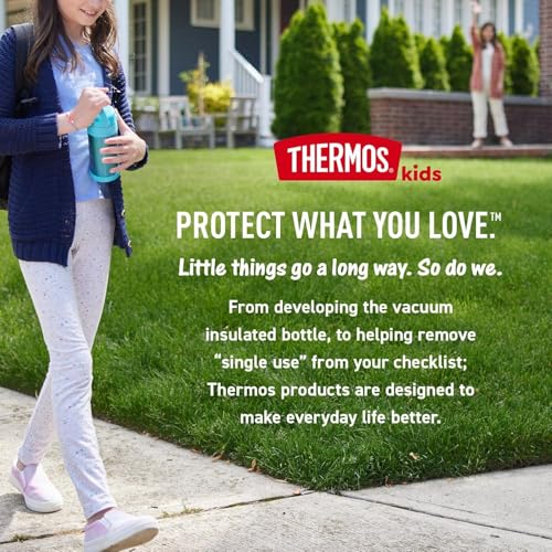 THERMOS FUNTAINER Water Bottle with Spout, 16oz, Blue Bows | Kids Stainless Steel Insulated Water Bottle, Keeps Drinks Cold Longer for School & Play, BPA-Free - color: Blue Bows, size: 16 Ounces