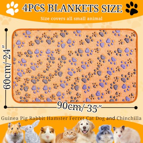 4 Pcs Washable Guinea Pig Bedding Absorbent Small Animal Cage Liners Reusable Guinea Pig Fleece Blankets Waterproof Pet Pee Pad Sleep Mat Pad Cover for Rabbit Ferret Chinchilla Hamster (24 x 35 Inch) - color: 4PCS 24 x 35 Inch