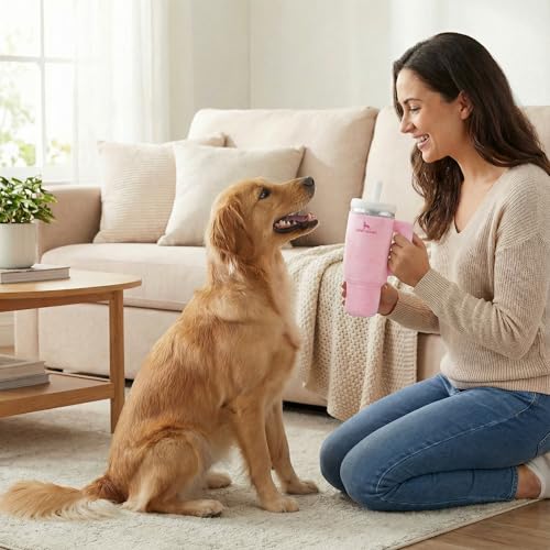 Nestpark Tumbler Cup Funny Dog Toy - Parody Plush Squeaky Crinkle Dog Toy (Pink Dusk) - color: Pink Dusk