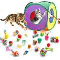 Retro Shaw 33 Pack Cat Toys, Interactive Kitten Toys for Indoor Cats | Collapsible Kitty Tunnel, Durable, Feather Teaser Wand Springs Balls Bell Mouse Kitten Hideaway Playhouse 15.7" - color: For cats less 12lbs