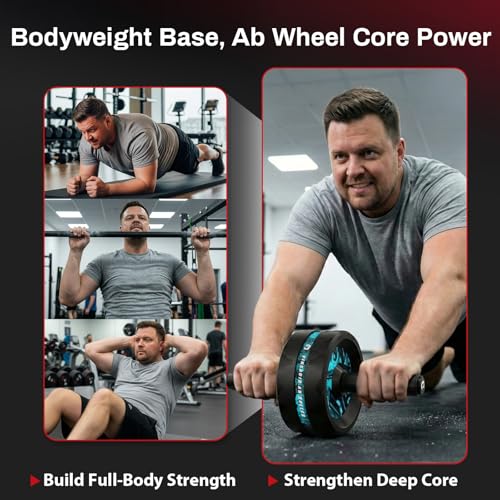 VINSGUIR Ab Roller Wheel, Abs & Core Workout Equipment for Home Gym with Knee Pad Accessories, Abdominal Wheel for Full-body Strength Training - color: Lake Blue And Black