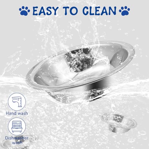 ZUFECY 2-Pack Cat Bowls, 5.5'' Stainless Steel Cat Bowl, Pet Food & Water Dishes, Non-Tip and Easy Clean Kitten Bowls for Small Cats, Indoor/Outdoor Use