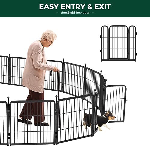 FXW Rollick Dog Playpen, Indoor, Yard & RV Camping, 24" H, 16 Panels | Easy setup, Heavy-duty, DIY layouts, Walk-through gate, for Puppies & Small Dogs, Patented - color: Black, size: 24"H