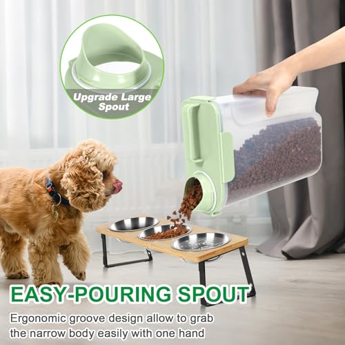 TBMax Travel Dog Food Storage Container 5 lbs with Dog Bowl, Airtight Pet Cat Food Storage Dispenser with Large Spout & Measuring Cup for Kibble Dog Treat Bird Seed Container -Green - color: Green 6Qt