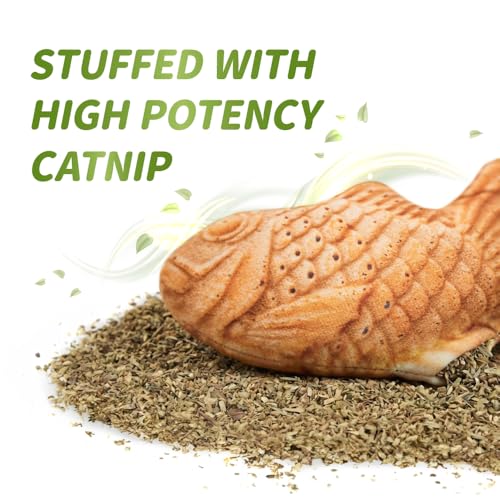 BLUE BAY Catnip Filled Cat Toy 100 Percent Natural Stress Relief Chew Kick and Cuddle Toy for Indoor Cats Trout Design 7.5 Inch Length - color: Trout (7.5" Length)
