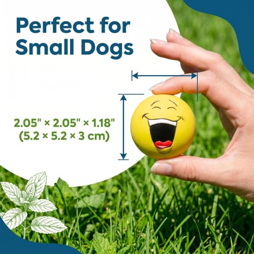 Squeaky Dog Toys, Funny Face Latex Rubber Interactive Dog Balls, Soft Chew Fetch Play Toys for Puppy Small Medium Dogs, 4PCS - color: Red Blue Yellow Green