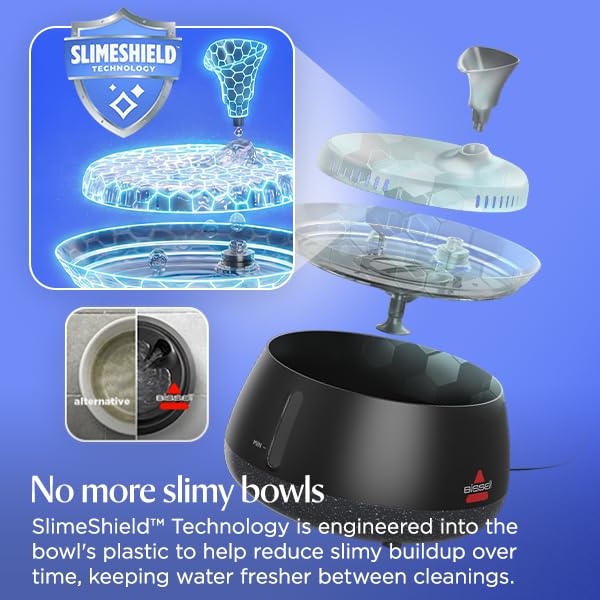 BISSELL HydrateWell Cat Water Fountain, 91oz, 4408 | Wireless pump; SlimeShield technology; 5-layer filtration; ultra-quiet operation; automatic dispensing - style: HydrateWell