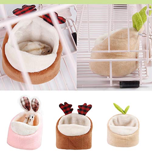 Soft Small Pet Bed, Hamster Nest Pouch Cute Mouse House Hammock Sugar Glider Hideout Cage Accessories, Bedding for Gerbil Degu Golden Bear Hedgehog