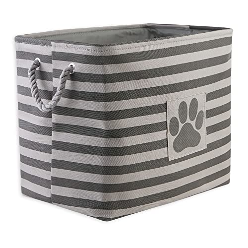 Bone Dry Pet Storage Collection Striped Paw Patch Bin, Large Rectangle, Gray - color: Gray, size: Large Rectangle
