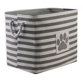 Bone Dry Pet Storage Collection Striped Paw Patch Bin, Large Rectangle, Gray - color: Gray, size: Large Rectangle