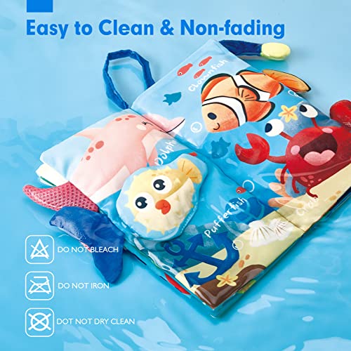 hahaland Baby Books 0-6 Months, Infant Tummy Time Baby Toys 6 to 12 Months | Touch Feel Book Baby Gifts for Boy Girl 0-3 Months Learning Toy Baby Birthday Easter Basket Stuffers 1PCS - style: Marine Tails
