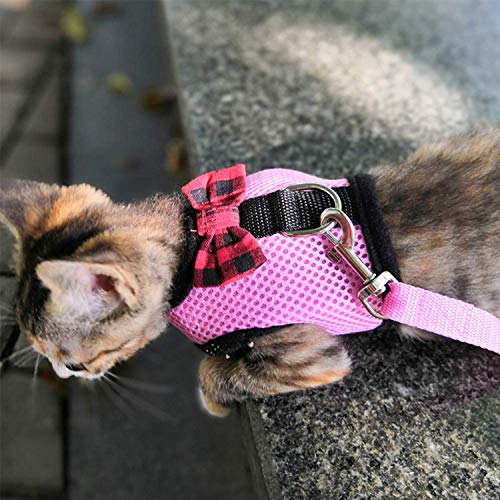 Rabbit Harness with Leash Adjustable Soft Mesh Vest Harness for Bunny Kitten Guinea Pig Rat (S, Pink) - color: Pink, size: S