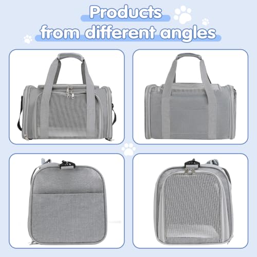 Cat,Dog Carrier for Small Medium Pet Carrier,Soft Sided Dog Bag Up to 12Lbs Puppy Carrier,Breathable Portable Foldable Airline Approved Pet Carriers for Travel (Grey)