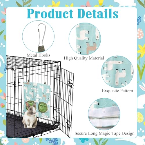 2 Packs Rabbit Hay Feeder Bag, Hanging Hay Feeders Washable 2 Hole Guinea Pig Hay Feeder Bag for Bunny Rabbits Chinchillas Hamsters Small Pets Animals