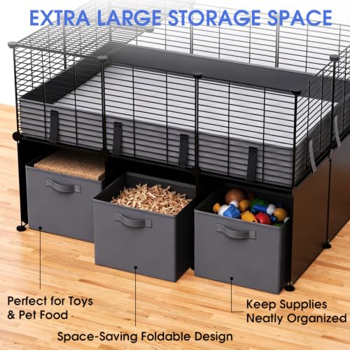 Guinea Pig Cages Small Animal Playpen with Waterproof PVC Liner | Washable PVC Liner & Storage Space for Guinea Pigs, Hamsters, Hedgehogs & Ferrets, Indoor Pet Enclosure Wire Yard Playpen