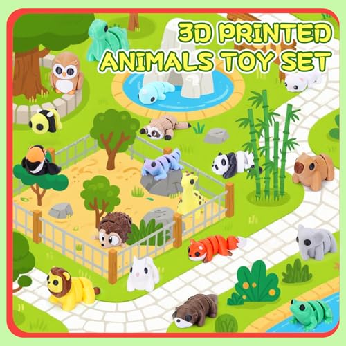 Mini 3D Printed Animals, 30 Piece Articulated Fidget Toy Set | Mini articulated PLA animal figures for desk pets, classroom prizes, party favors, gift bags, collecting, and fidget play - color: 30pcs