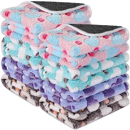 Tudomro 8 Pcs Absorbent Guinea Pig Blankets Washable Small Animal Fleece Bedding Cage Liners Reusable Pet Sleep Mat Pad Cover for Ferret Chinchilla Furniture Protection(Heart,12 x 12 Inch) - size: 12 x 12 Inch