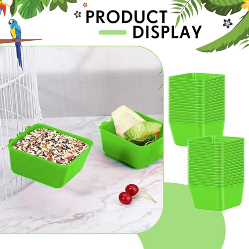 50 Pcs Cage Cups Chicken Feeder Cups 16 oz Hanging Bird Food Water Bowl Bunny Cage Feeding Dish for Pet Parrot Rooster Parakeet Poultry Pigeon(Green) - color: Green