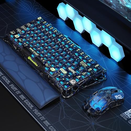 GravaStar Mercury M2 Wireless Gaming Mouse with 26,000 DPI, PAW3395DM Sensor -79g Lightweight Hollowed-Out Design -5 Programmable Buttons -5 Dynamic Lightsync RGB - Transparent Black - color: Transparent Black