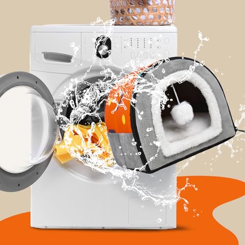 Pet Soft Guinea Pig Hideout, Washable Guinea Pig Bed Cozy Small Animals House Cave Accessories for Rabbits Hamster Rats Chinchilla (Orange)