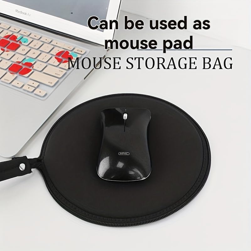 Portable Digital Storage Bag with Mouse Pad & Headphone Pouch Multifunctional Organizer for Travel Data Cables and Accessories (Black)