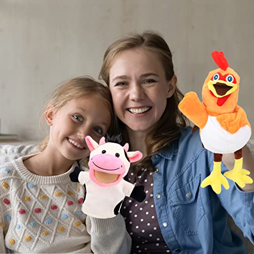 Easfan Chicken Hand Puppet with Movable Mouth Plush Toy Gift for Kids 11" | Role play preschool teaching, cute Chicken stuffed animal, creativity imagination, Easter Christmas birthday holiday gift - style: Chicken