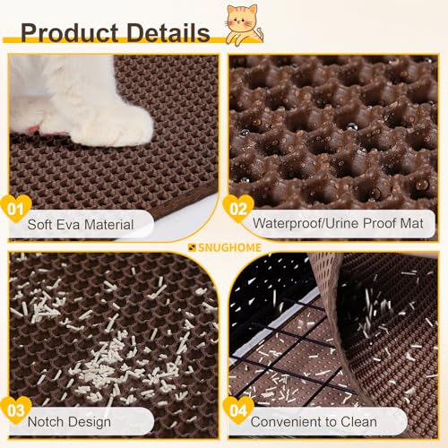 Snughome Cat Litter Box Enclosure Furniture Hidden with Litter Mat, Hidden Cat Washroom Furniture with Door, Handwoven Rattan Cat Washroom Box, Indoor Pet House for Living Room, Bedroom (Brown) - color: Brown