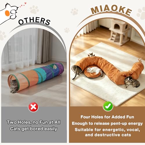 3-in-1 Bunny Tunnel Bed,Collapsible Rabbit Tunnel Toy,Portable Playground | Multi-Functional Collapsible Tunnel Tubes Toys, Three Play Shapes, Suitable for Cats, Puppies, Rabbits, and Ferrets - color: orange