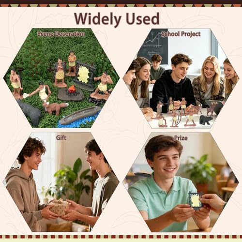 Draupnir 52 Pcs Native American Figurines Set Indian Figures for DIY Crafts - style: Native American